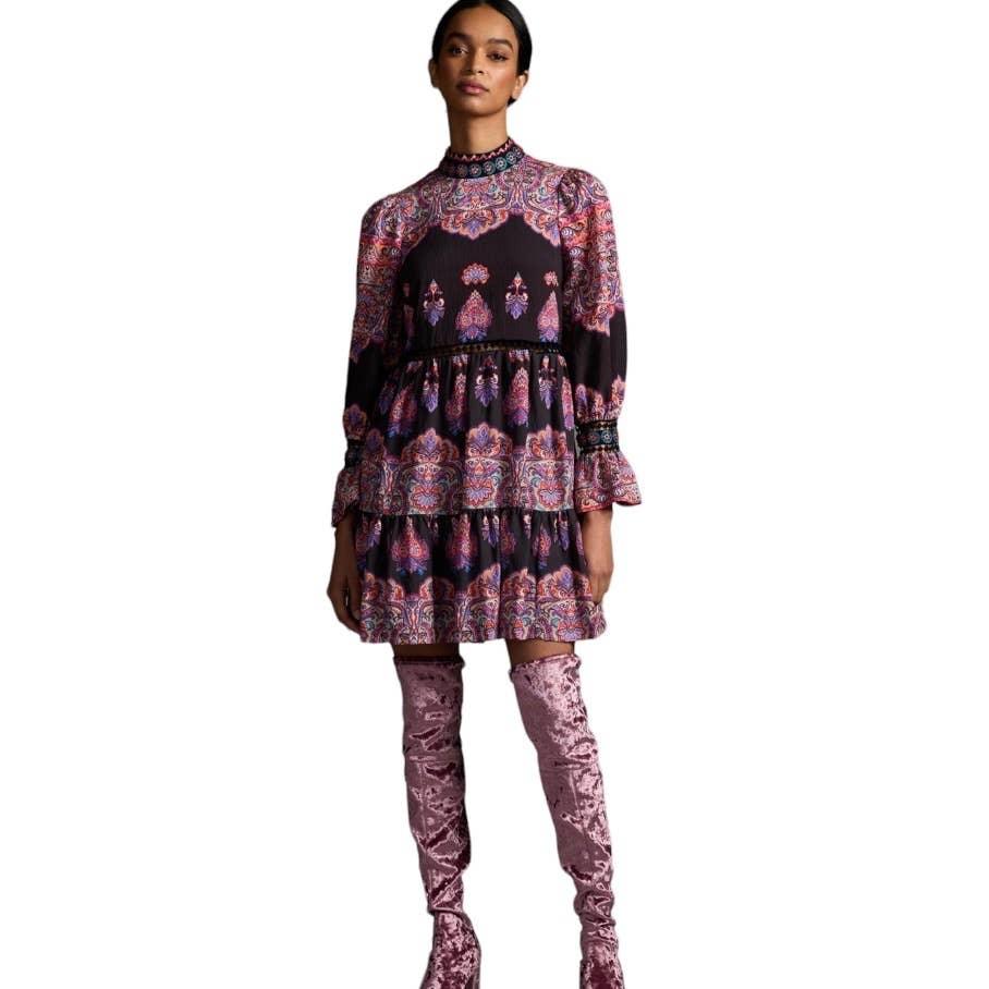 Anthropologie Tiered Mixed Print Beaded Dress Size 6 New - Premium Clothing, Shoes & Accessories:Baby:Baby & Toddler Clothing:Bottoms from Anthropologie - Just $168.0! Shop now at Finds For You