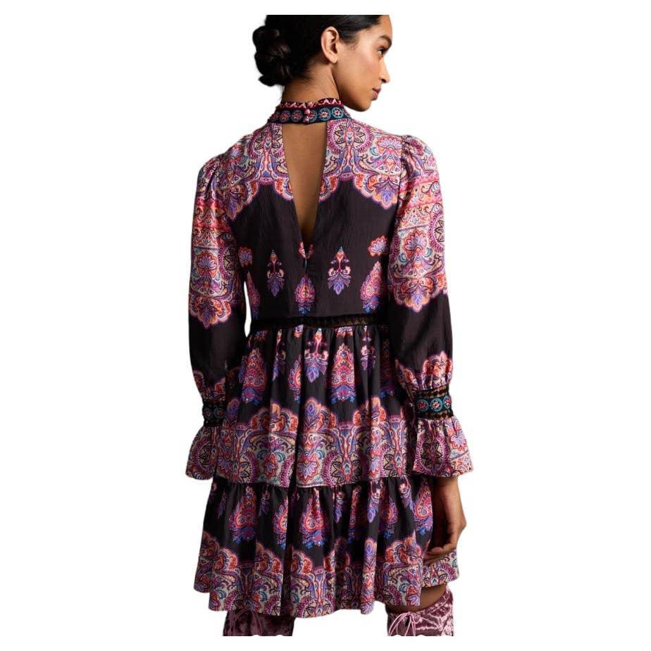 Anthropologie Tiered Mixed Print Beaded Dress Size 6 New – Finds For You