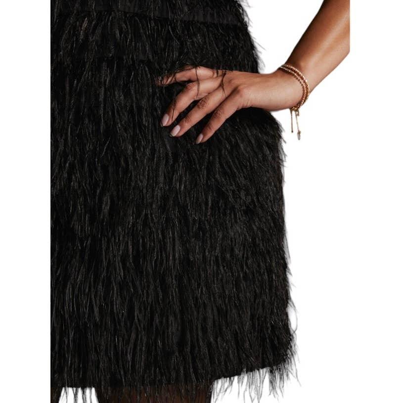 Anthropologie Vineet Bahl Faux Feather Mini Dress Size S Black - Premium Clothing, Shoes & Accessories:Baby:Baby & Toddler Clothing:Bottoms from Anthropologie - Just $279.0! Shop now at Finds For You