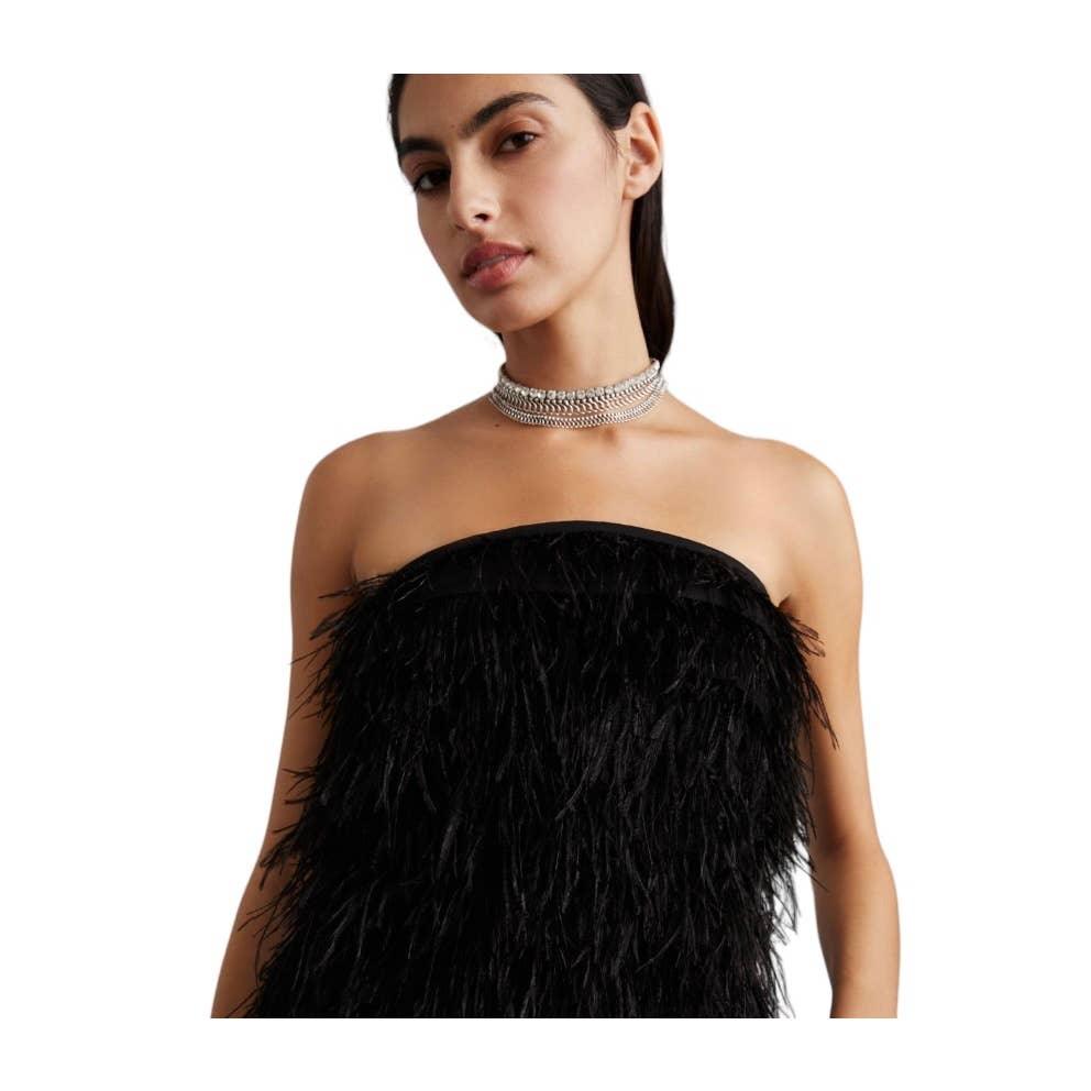 anthropologie little black dress Anthropologie Vineet Bahl Faux Feather Mini Dress Size S Black – Finds For You