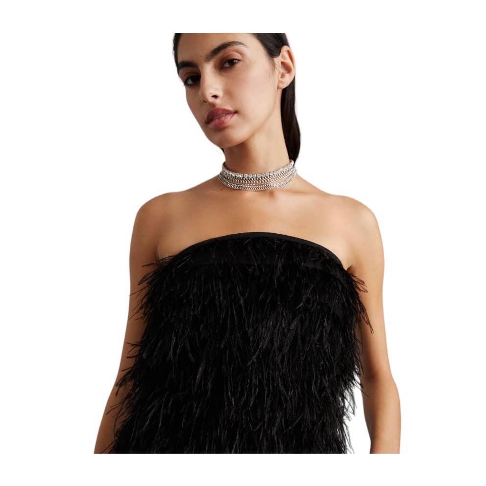 Anthropologie Vineet Bahl Faux Feather Mini Dress Size S Black - Premium Clothing, Shoes & Accessories:Baby:Baby & Toddler Clothing:Bottoms from Anthropologie - Just $279.0! Shop now at Finds For You