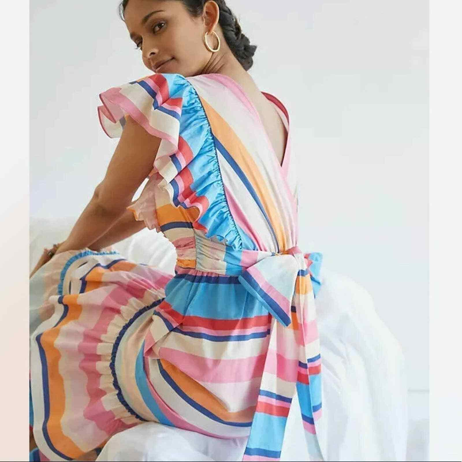 Anthropologie x Plenty Tracy Reese Striped Ruffle Maxi Dress Size Small NEW - Premium Clothing, Shoes & Accessories:Women:Women's Clothing:Dresses from Anthropologie - Just $120.00! Shop now at Finds For You