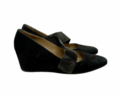 Anyi Lu Black Mary Jane Suede Wedge Women's Heels Lizard Strap 38 EU - Premium Clothing, Shoes & Accessories:Women:Women's Shoes:Heels from Anyi Lu - Just $41.65! Shop now at Finds For You