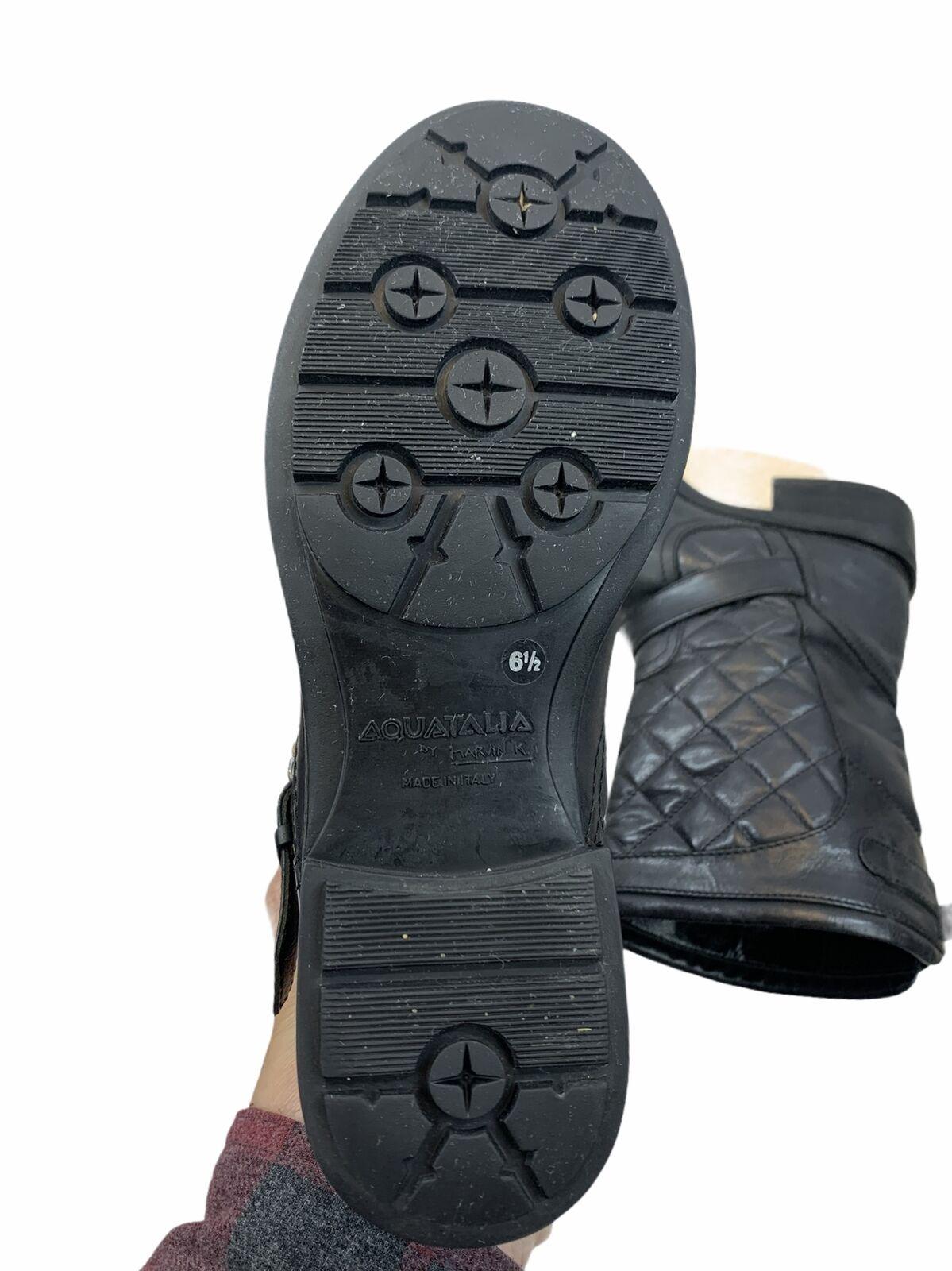 Aquatalia Sweetie Moto Quilted Boots Weatherproof Size 6.5 Black Leather - Premium Clothing, Shoes & Accessories:Women:Women's Shoes:Boots from Aquatalia - Just $60.59! Shop now at Finds For You