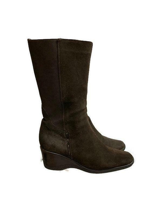 Aquatalia Wedge Suede Weatherproof Boots Side Zip Size 7 Brown - Premium Clothing, Shoes & Accessories:Women:Women's Shoes:Boots from Aquatalia - Just $45.44! Shop now at Finds For You