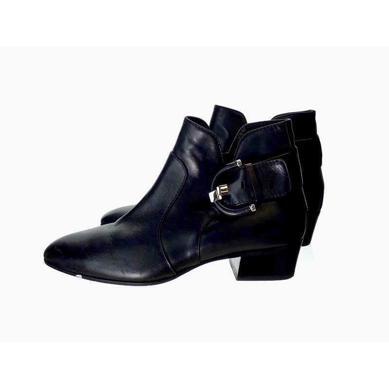 Aquatalia Women s Flambay Black Calf Ankle Boots Booties Buckle