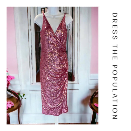 Dress The Population Barbiecore Sequin Surplus Wrap Dress Size S Pink - Premium  from Dress The Population - Just $179.0! Shop now at Finds For You