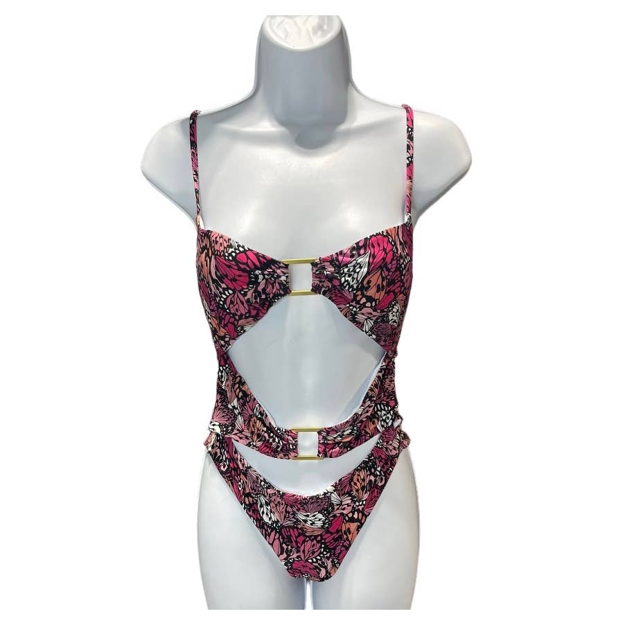 L’ Space Trinity Cut Out One Piece Swimsuit Bathing Suit Small Butterflies New - Premium  from L*SPACE - Just $89.0! Shop now at Finds For You