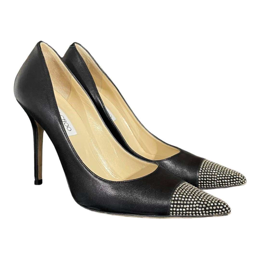 Jimmy Choo Amika Black Studded Cap Toe Pumps Heels Size 39 9 US Black - Premium  from Jimmy Choo - Just $199.00! Shop now at Finds For You