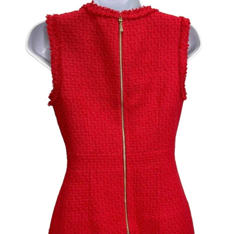 Kate Spade Tweed Ruffle Sleeveless Dress Sleeveless Textured Size 0 Red New - Premium  from Kate Spade - Just $149.0! Shop now at Finds For You