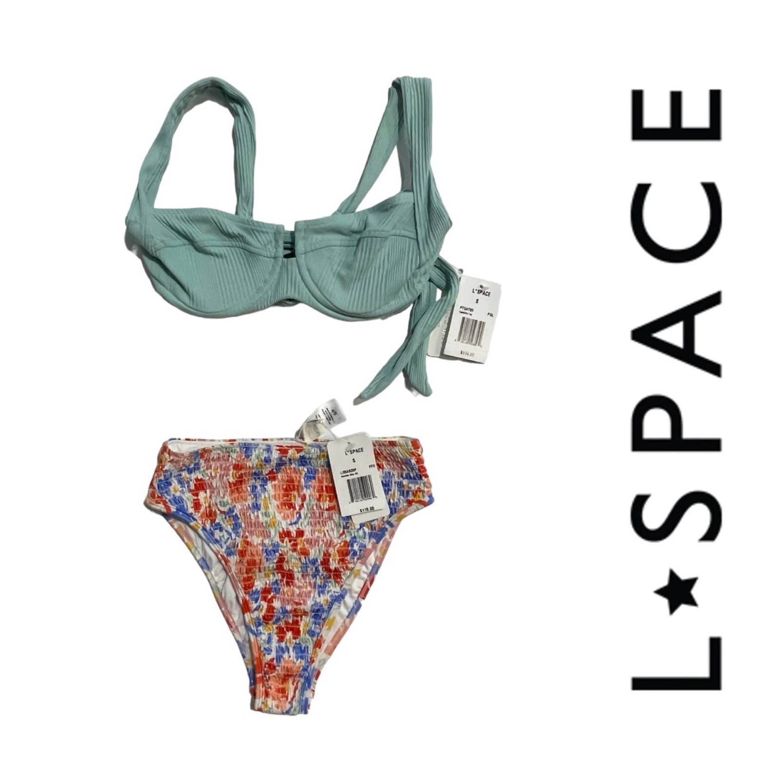 L*SPACE 2 Pc Set Camellia Bikini Top Barlette High Waist Bottom Size S New - Premium  from L*SPACE - Just $89.0! Shop now at Finds For You