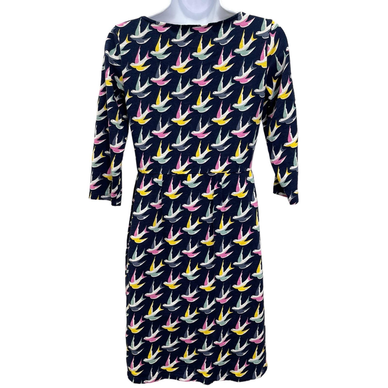 Boden Brittish Style Penny Jersey Dress J0074 Navy Swallows Birds 4P US 8P UK - Premium  from Boden - Just $74.0! Shop now at Finds For You