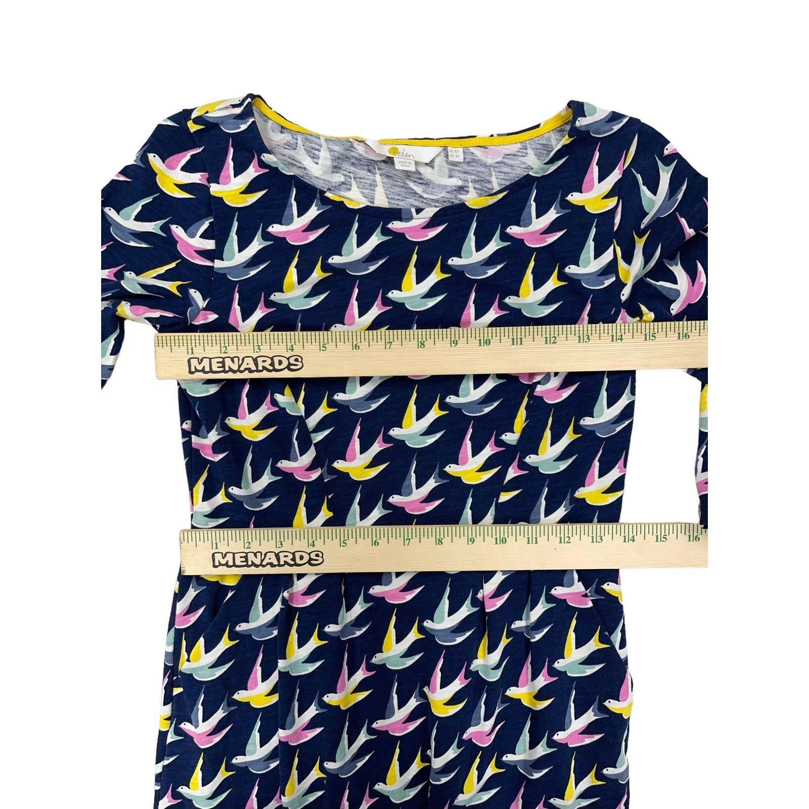 Boden Brittish Style Penny Jersey Dress J0074 Navy Swallows Birds 4P US 8P UK - Premium  from Boden - Just $74.0! Shop now at Finds For You