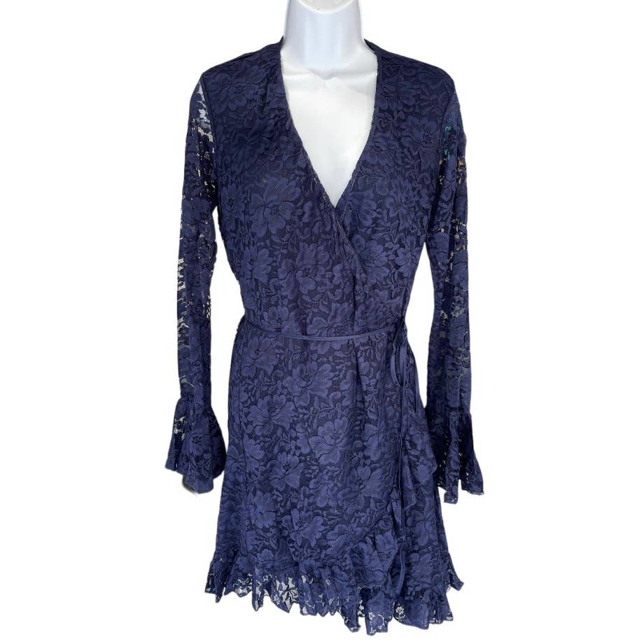 We are HAH Wrap Star Lace Ruffle Dress Festival Bloggers Favorite New M Navy - Premium  from We are HAH - Just $119.0! Shop now at Finds For You