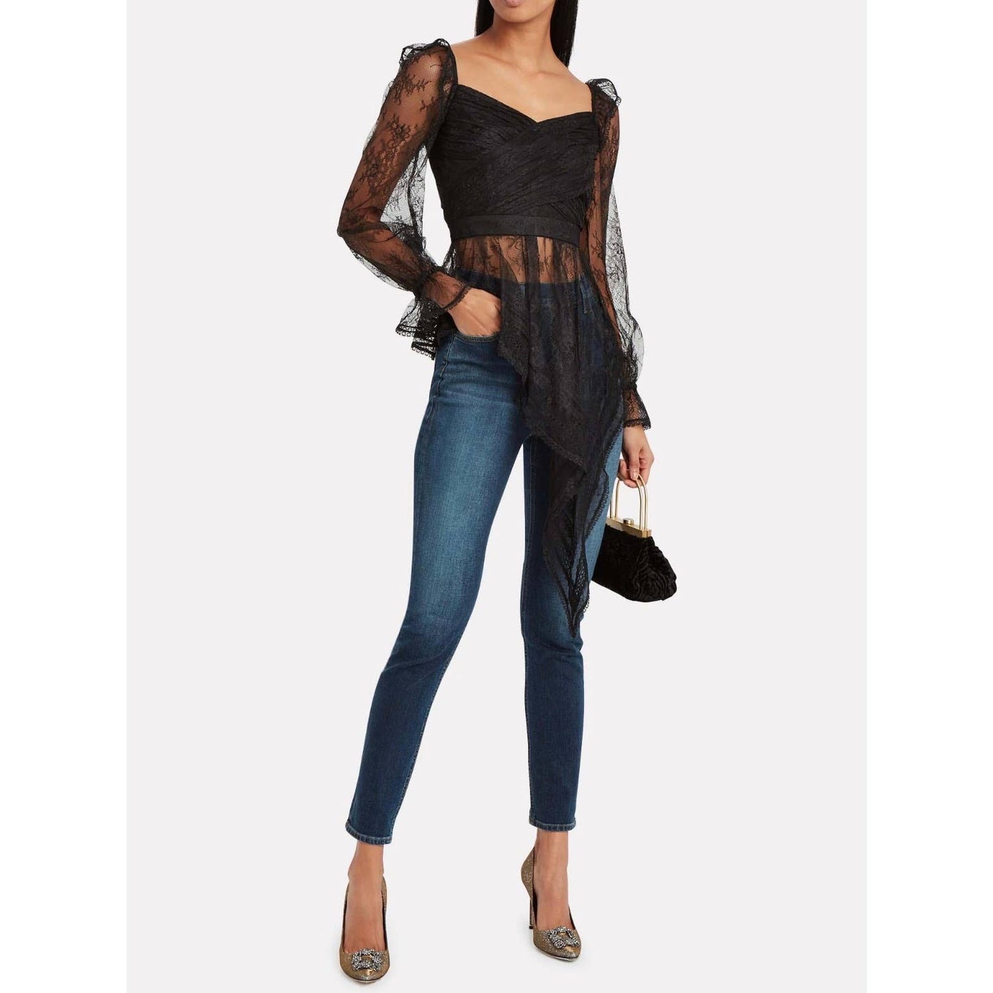 Self Portrait Black Lace Wrap Top Size 2 Black New - Premium  from Self-Portrait - Just $249.0! Shop now at Finds For You