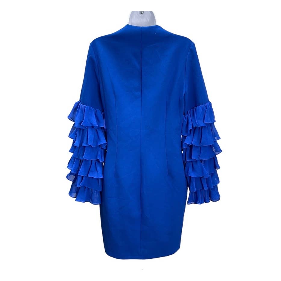 Tadashi Shoji Blue Ruffle Sleeve Crystal Embellished Dress Size M Blue New - Premium  from Tadashi Shoji - Just $199.0! Shop now at Finds For You