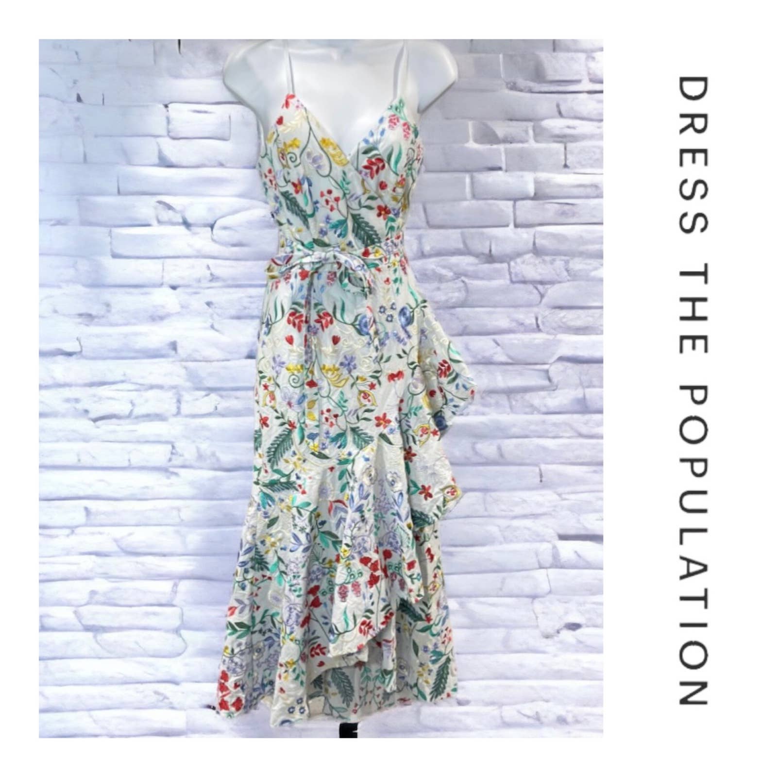Dress The Population Salome Embroidered Wrap Midi Dress Size XS New - Premium  from Dress The Population - Just $179! Shop now at Finds For You