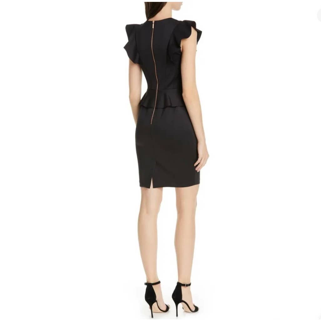 ted baker peplum dress black Ted Baker Jamthun Zip-Front Peplum Dress ( Size 2- 6 US)