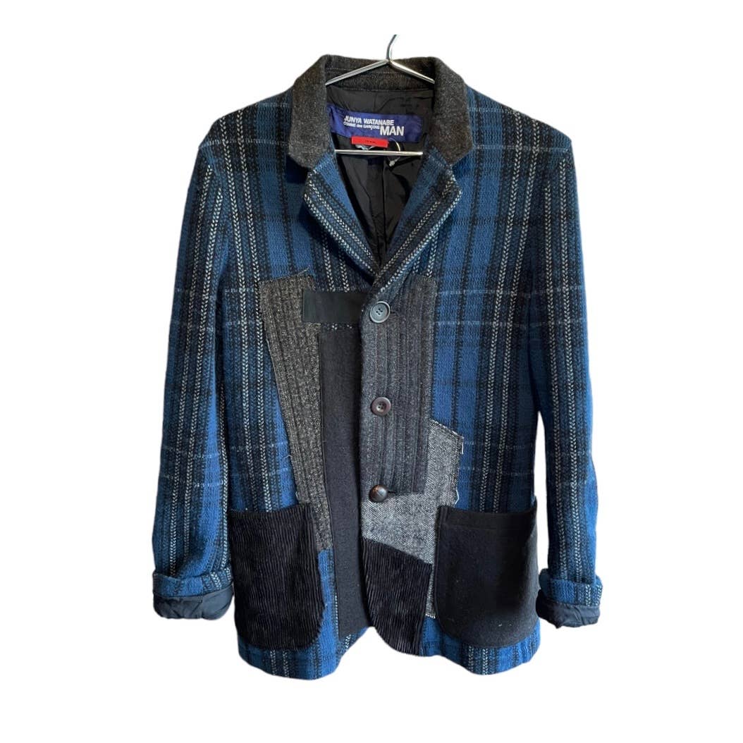 Junya Watanabe x Comme des Garçons Patchwork Wool Men’s Blazer Jacket S Japan Blue - Premium  from Junya Watanabe - Just $999.00! Shop now at Finds For You