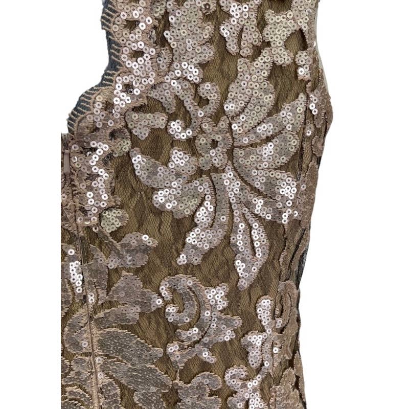 Tadashi Shoji Gold Lace Sequin Sleeveless Gown Dress Size 8 Finds For You Tadashi Shoji Gold Lace Sequin Sleeveless Gown Dress Size 8 Finds For You