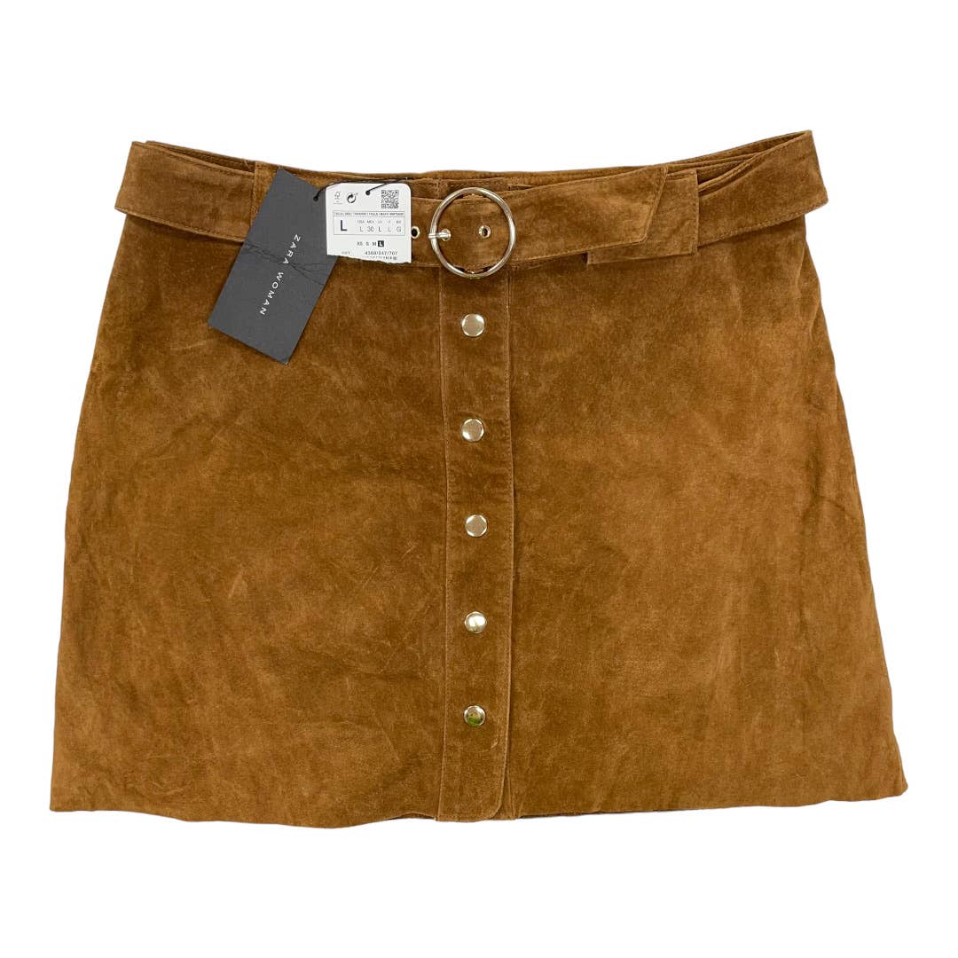 Zara Snap Front Suede Mini Skirt Size Large Brown New - Premium  from ZARA - Just $45.0! Shop now at Finds For You