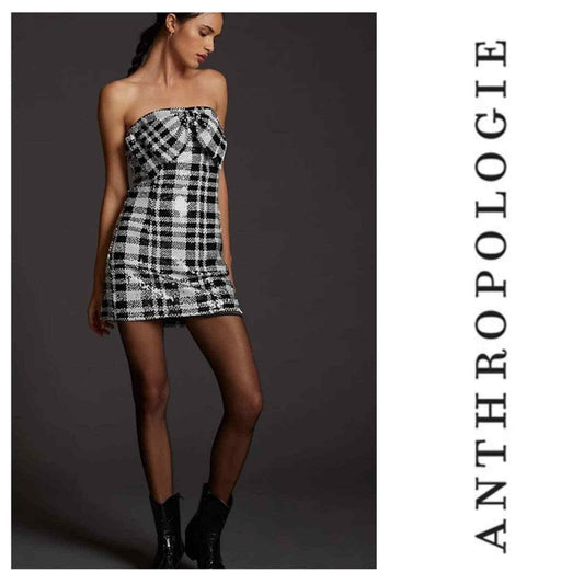 Eva Franco Plaid Sequin Bow Mini Dress Size 8 NEW - Premium Clothing, Shoes & Accessories:Women:Women's Clothing:Dresses from Anthropologie - Just $215.74! Shop now at Finds For You
