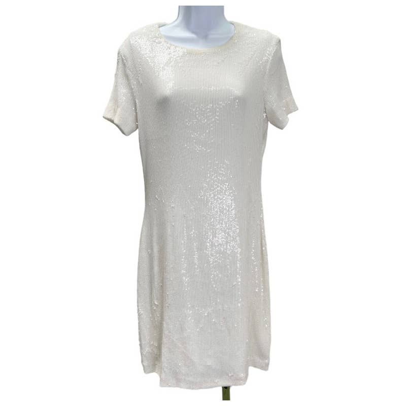 Tory Burch Sequin Short Sleeve Dress Formal Party Cocktail Size Small White - Premium  from Tory Burch - Just $149.00! Shop now at Finds For You