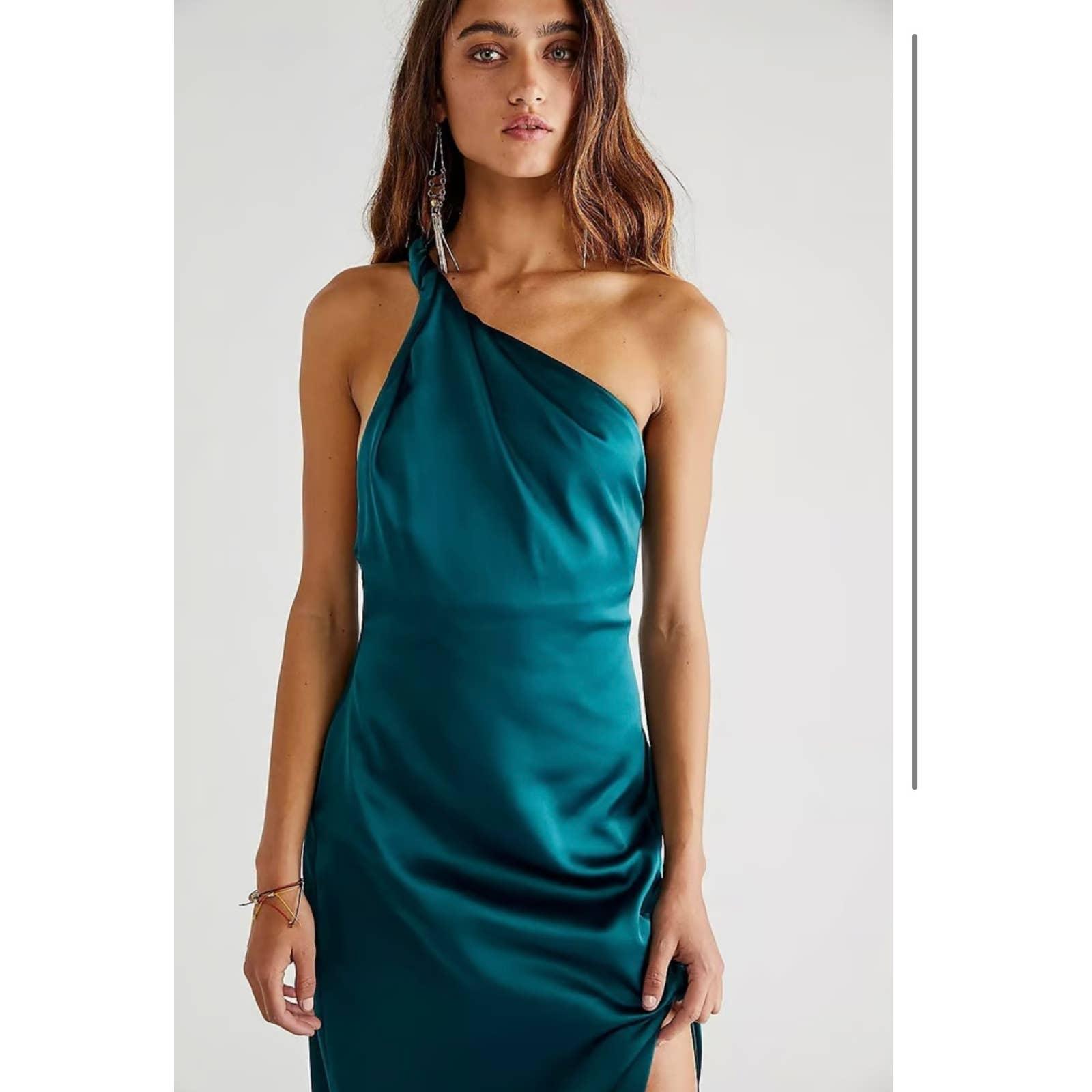 Free People Victoria One Shoulder Green Satin Maxi Dress Party Cocktail 8 New - Premium  from Free People - Just $149.00! Shop now at Finds For You