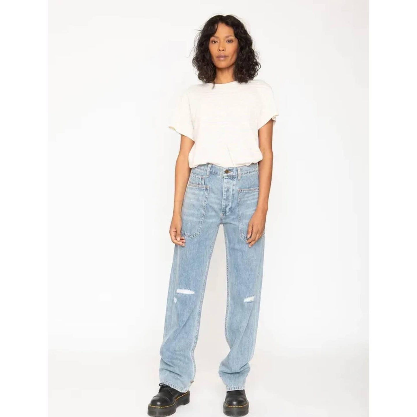 Free People x Sandrine Rose High Waisted Buckle Distressed Jeans Denim Women’s 27 New - Premium  from Free People - Just $68.00! Shop now at Finds For You