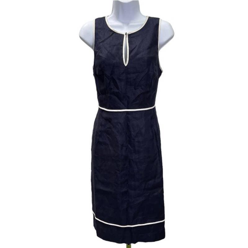 J Crew 100% Linen Herringbone Sheath Dress Size 10 Navy New A4863 - Premium  from J. Crew - Just $89.00! Shop now at Finds For You