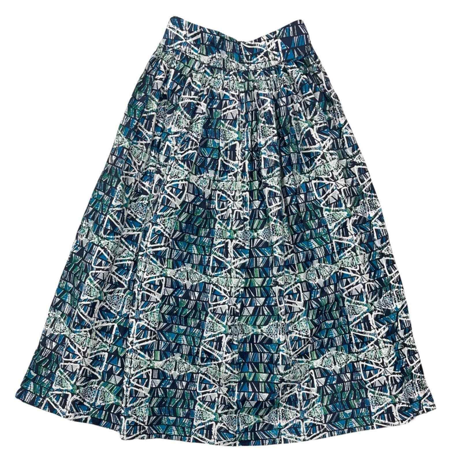 Sika x Anthropologie Blue Abstract Midi Skirt A-Line  NEW Size 10 - Premium Clothing, Shoes & Accessories:Women:Women's Clothing:Skirts from Anthropologie - Just $123.22! Shop now at Finds For You