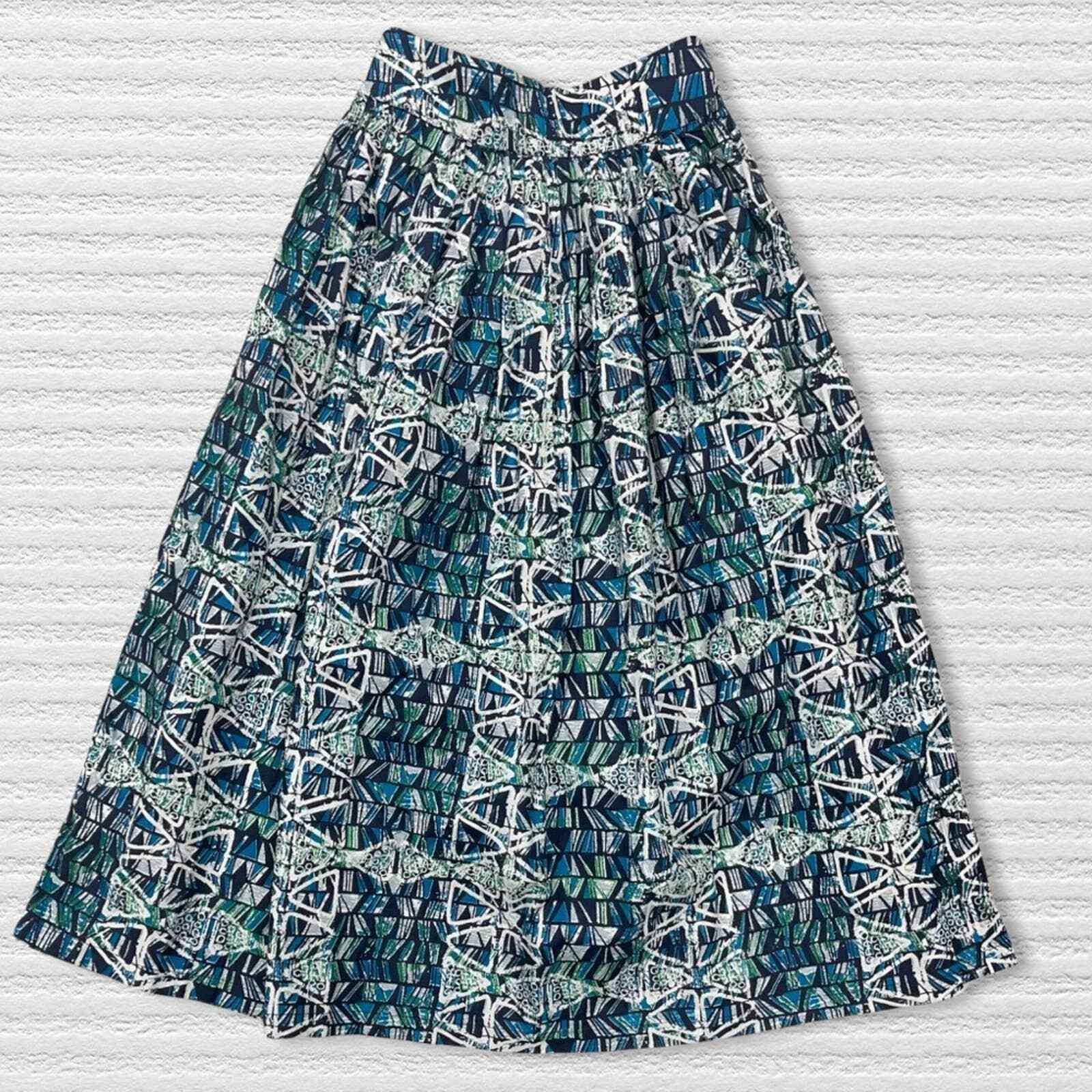 Sika x Anthropologie Blue Abstract Midi Skirt NEW Size 16 - Premium Clothing, Shoes & Accessories:Women:Women's Clothing:Skirts from Anthropologie - Just $130.00! Shop now at Finds For You