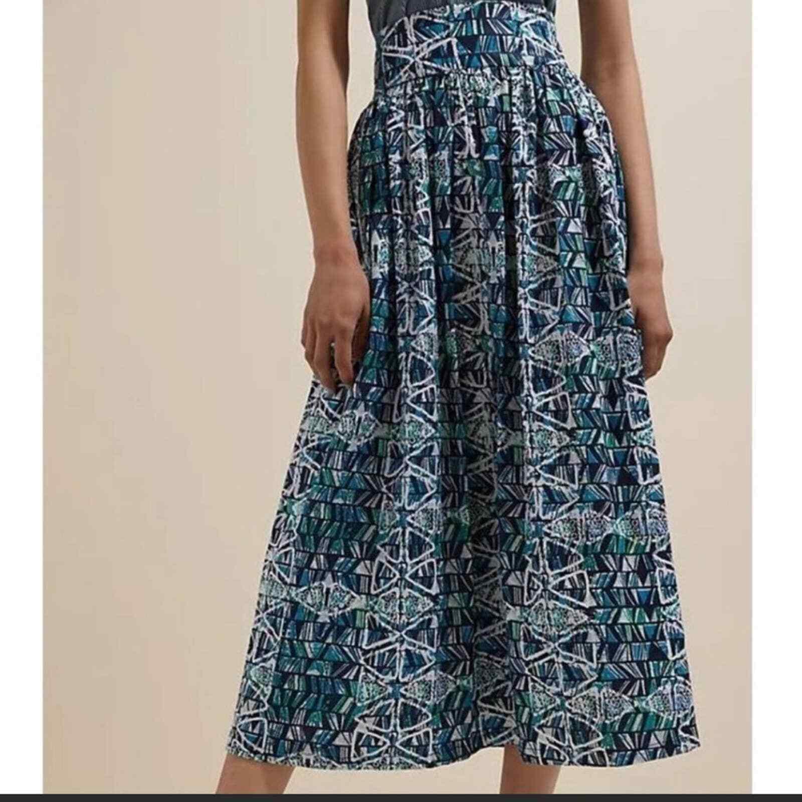 Sika x Anthropologie Blue Abstract Midi Skirt NEW Size 16 - Premium Clothing, Shoes & Accessories:Women:Women's Clothing:Skirts from Anthropologie - Just $130.00! Shop now at Finds For You