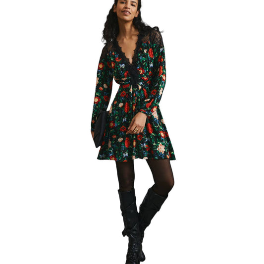 Anthropologie Lacy V Neck Floral Mini Dress Long Sleeve Size 6 New - Premium  from Anthropologie - Just $149.0! Shop now at Finds For You