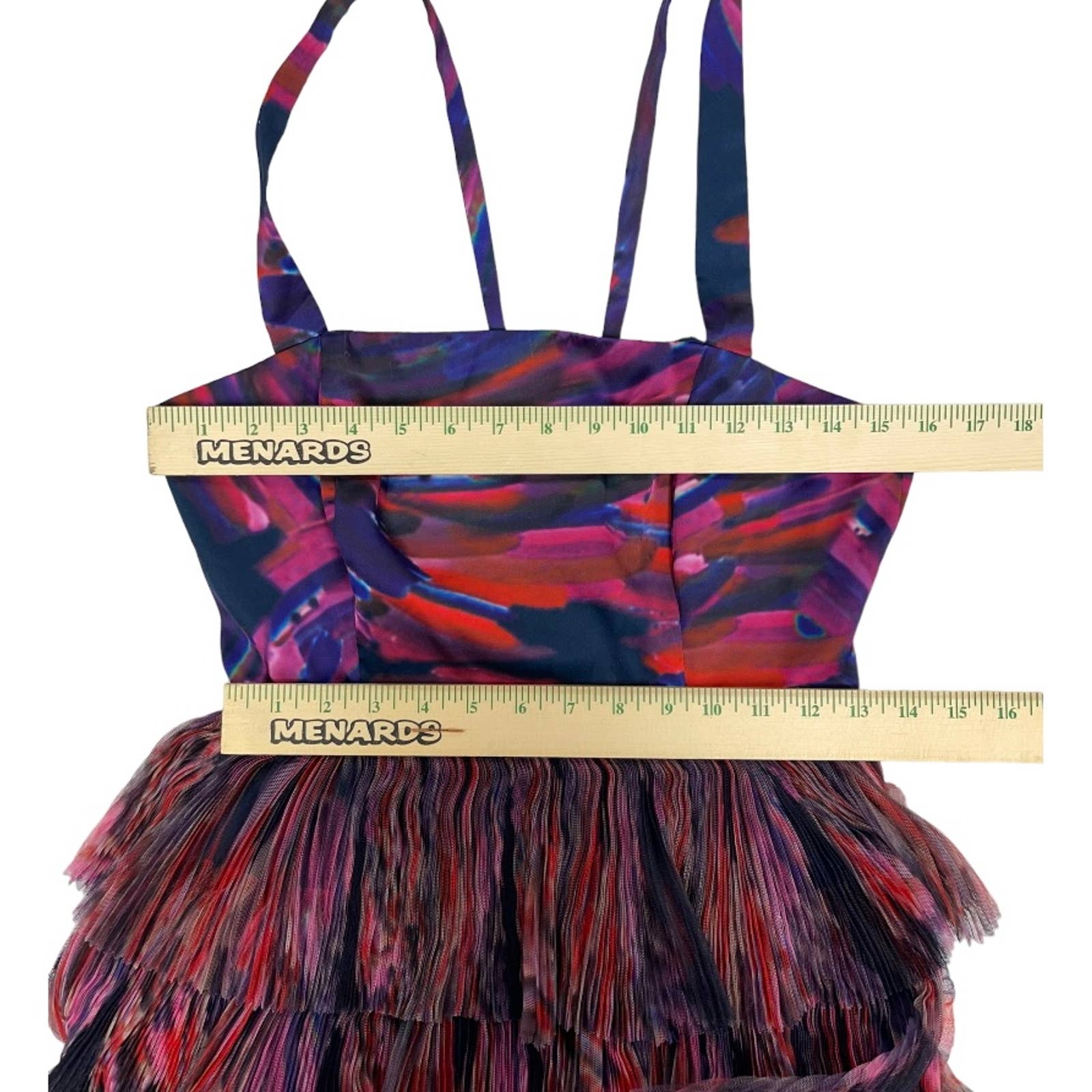 hutch tiered tulle maxi dress Hutch Tiered Tulle Maxi Dress Size 6 Formal Party Cocktail Colorful Abstract