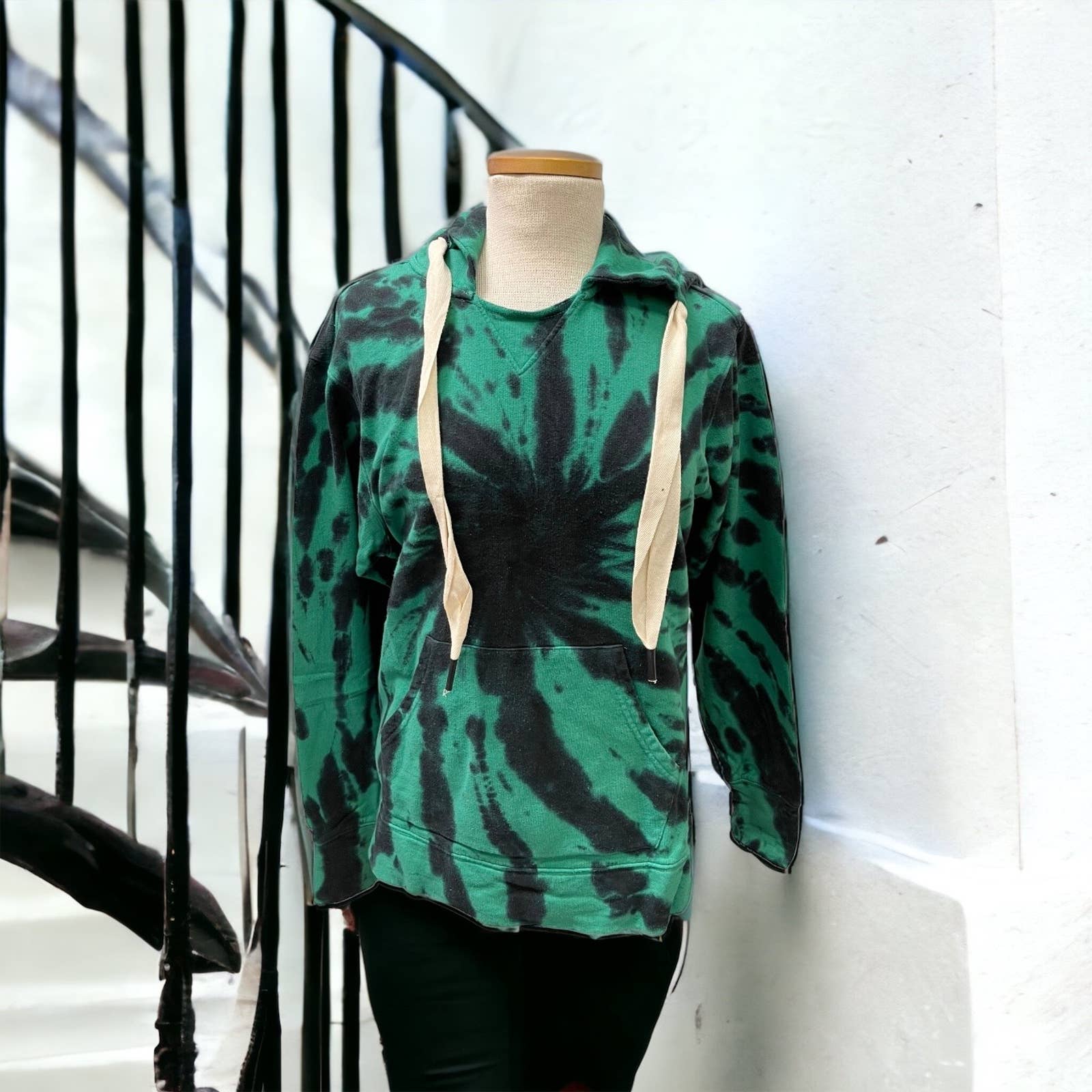 Free People x Sandrine Rose Tie Dye Oversized Hoodie Size Medium Black Green - Premium  from Free People - Just $68.0! Shop now at Finds For You