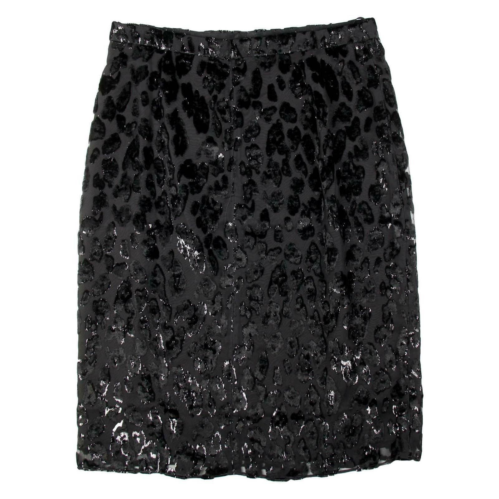J Crew Women's Slip Skirt in Burnout Velvet Leopard Black Sz 4 K2125 - Premium  from J.CREW - Just $44.99! Shop now at Finds For You