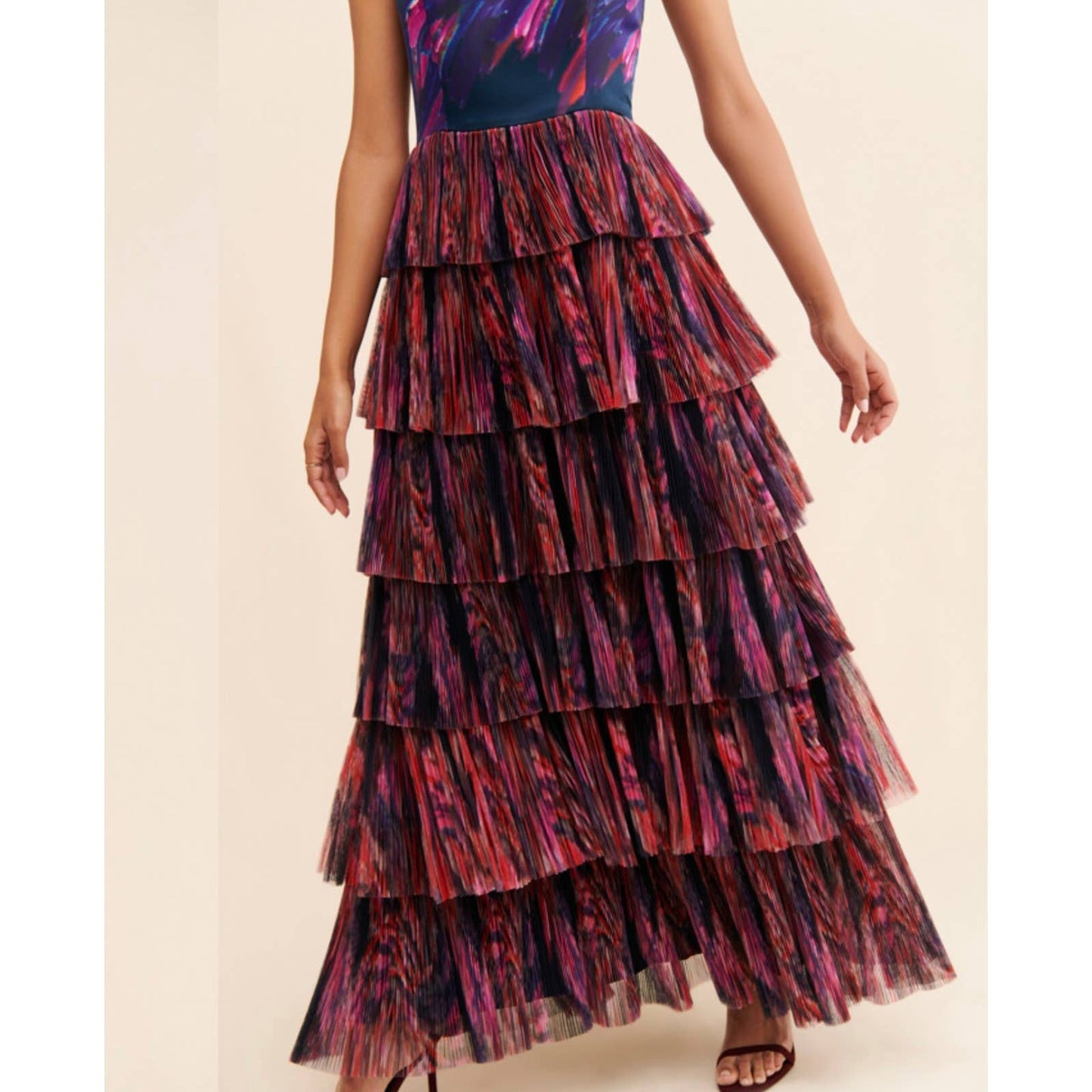 Hutch Tiered Tulle Maxi Dress Size 6 Formal Party Cocktail Colorful Abstract - Premium  from Hutch - Just $229.0! Shop now at Finds For You