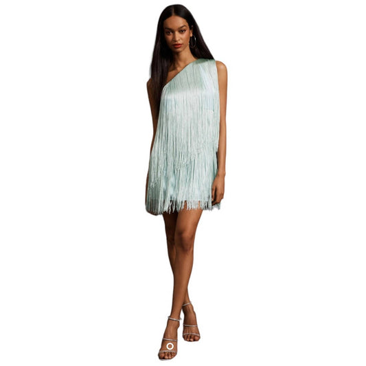 Anthropologie Hutch Fringe One Shoulder Mini Dress Size Medium Petite Mint - Premium  from Anthropologie - Just $219.00! Shop now at Finds For You
