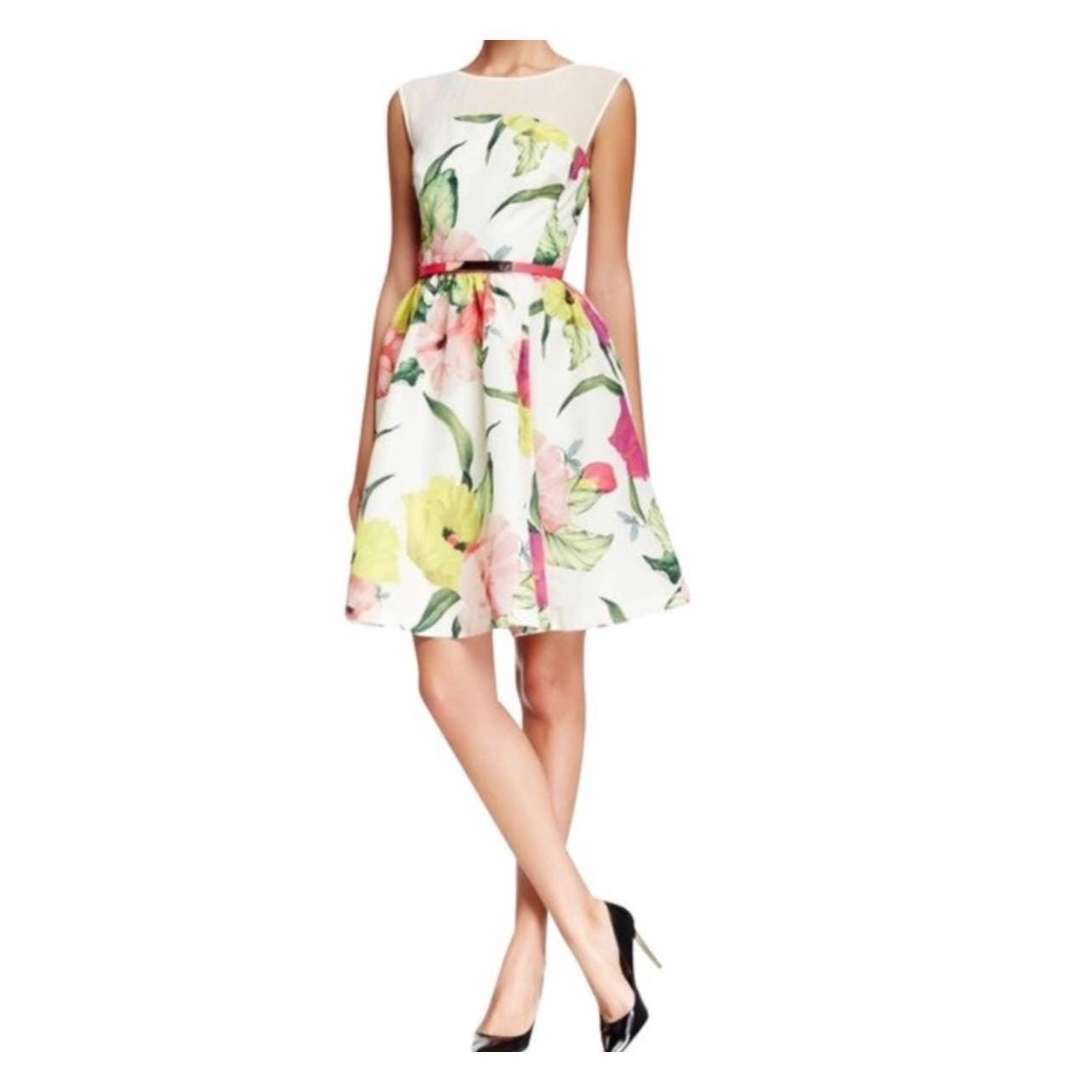 ted baker floral skater dress Ted Baker Cordina Floral Print Mini Skater Dress In Ivory
