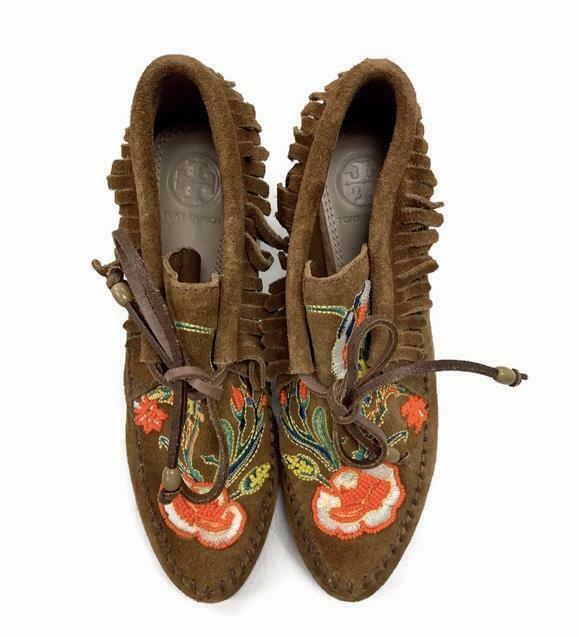 Tory Burch Women's Brown Suede Beaded Huntington Moccasin Ankle Boots Booties 6 - Premium Clothing, Shoes & Accessories:Women:Women's Shoes:Boots from Tory Burch - Just $75.74! Shop now at Finds For You