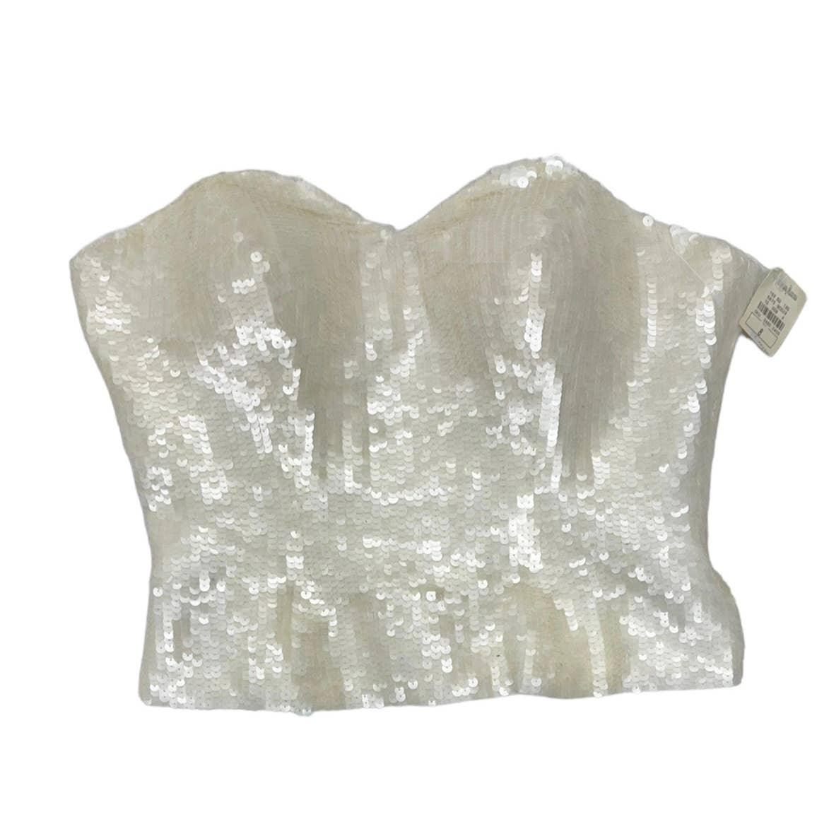 Vintage 90’s Bill Blass Neiman Marcus Sequin Strapless Peplum Top 8 Ivory - Premium  from Bill Blass - Just $139.00! Shop now at Finds For You