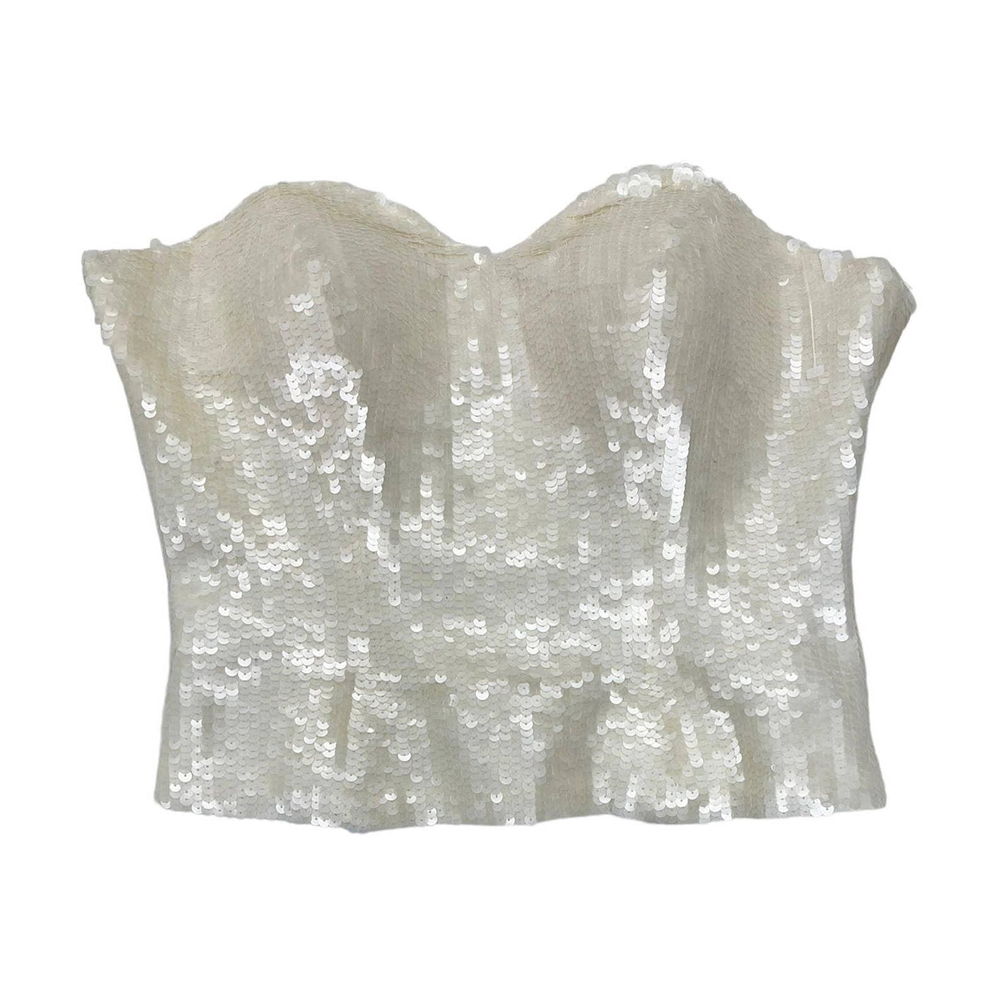 Vintage 90’s Bill Blass Neiman Marcus Sequin Strapless Peplum Top 8 Ivory - Premium  from Bill Blass - Just $139.00! Shop now at Finds For You