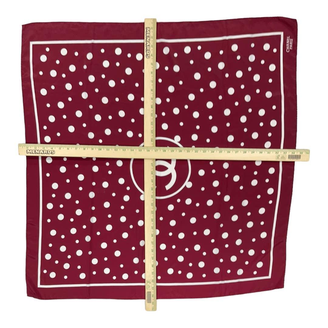 Vintage 90’s Chanel Burgundy Polka Dot Silk Large Scarf Pristine - Premium Clothing, Shoes & Accessories:Baby:Baby & Toddler Clothing:Bottoms from CHANEL - Just $515.00! Shop now at Finds For You