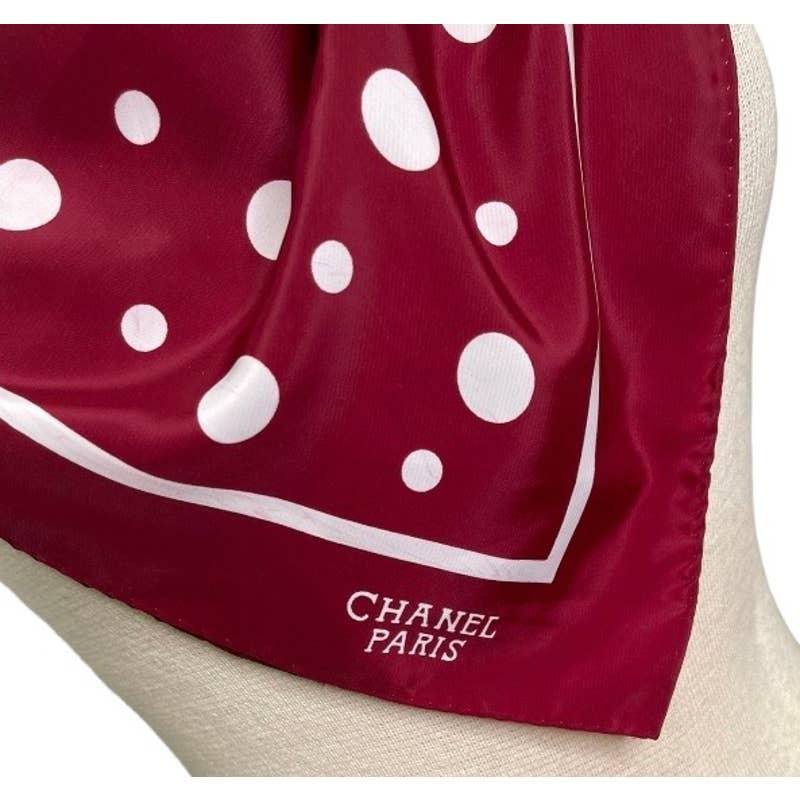 Vintage 90’s Chanel Burgundy Polka Dot Silk Large Scarf Pristine - Premium Clothing, Shoes & Accessories:Baby:Baby & Toddler Clothing:Bottoms from CHANEL - Just $515.00! Shop now at Finds For You