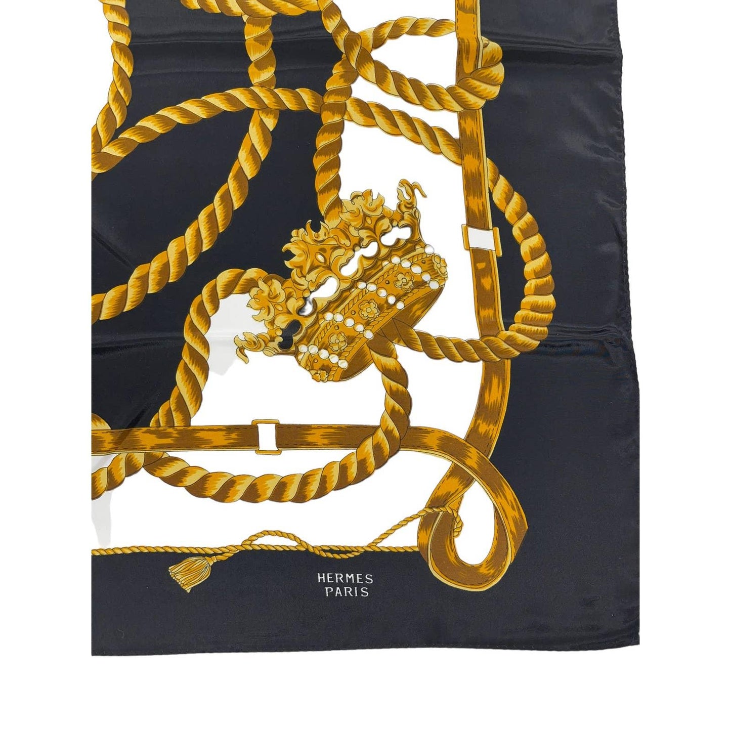 Vintage 90’s Hermes Silk Logo Scarf Jewelry Print Black - Premium  from CHANEL - Just $479.00! Shop now at Finds For You