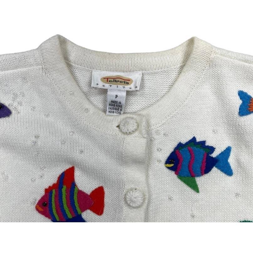 Vintage 90’s Talbots Colorful Fish Cardigan Knit Sweater Size Small Petite - Premium  from Talbots - Just $49.00! Shop now at Finds For You